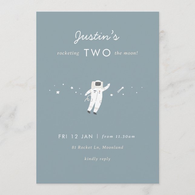 Convites Convidar Dois segundos aniversários Da Moon Space  (Frente)