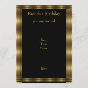 Convites Convidar Douradas e faixas pretas legantes
