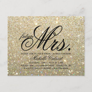 Convites Convidar - Dourado futuro Glit Fab Sra Chá de pane