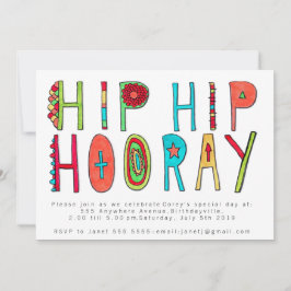 Convites Convidar Festa de aniversário de Hip Hip Hooray Fe
