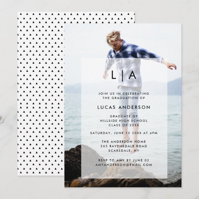 Convites Convidar Festa de formatura Moderno com Sobreposiç (Frente/Verso)