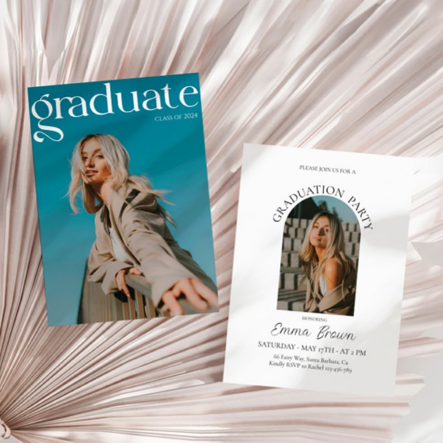 Convites Convidar Festa de formatura Moderno, Formando Foto (Criador carregado)