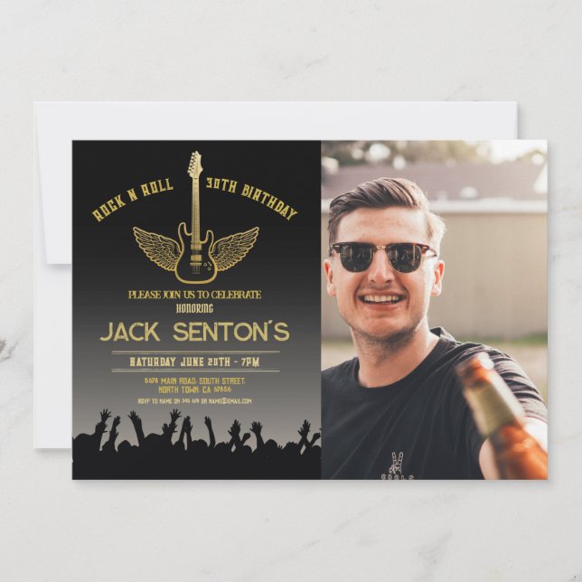 Convites Convidar Foto de Violão do Festival de Festas de a (Frente)