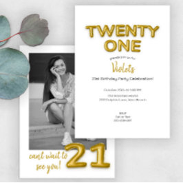 Convites Convidar Foto para aniversário de 21 anos de Balão