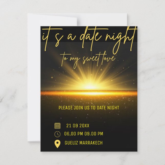 Convites Convidar Janto à Noite, Jantar Data (Frente)