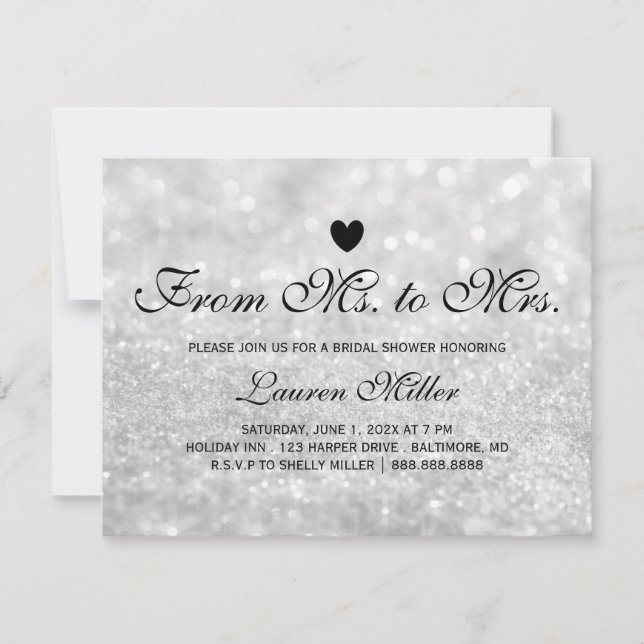 Convites Convidar - Lit Silver Glit Fab Sra.Sra. Chá de pan (Frente)