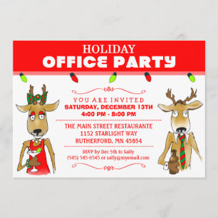 Convites Convidar o Office Party Reindeer de Férias com Be