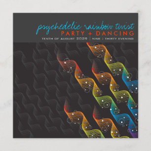 Convites Convidar o partido Rainbow Colors Wavy Abstrato Tw