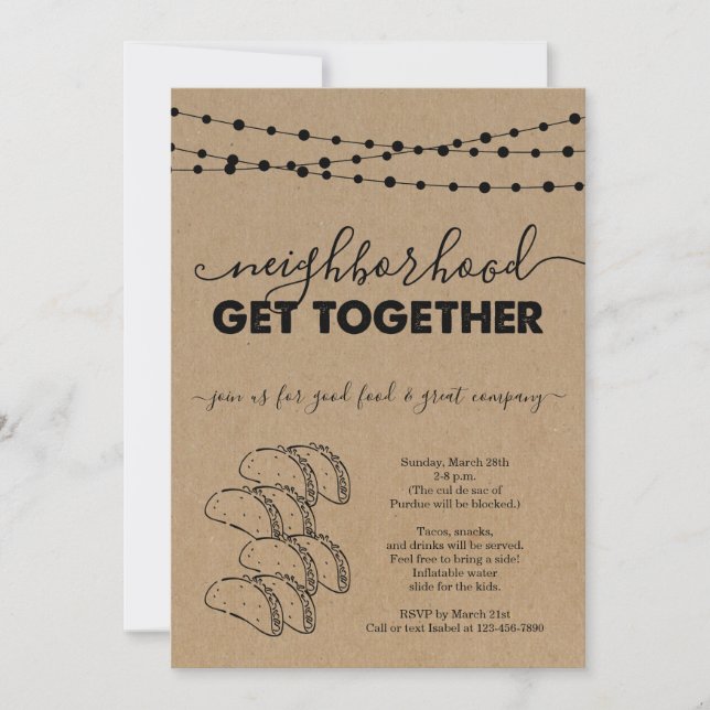 Convites Convidar os vizinhos do Taco (Frente)