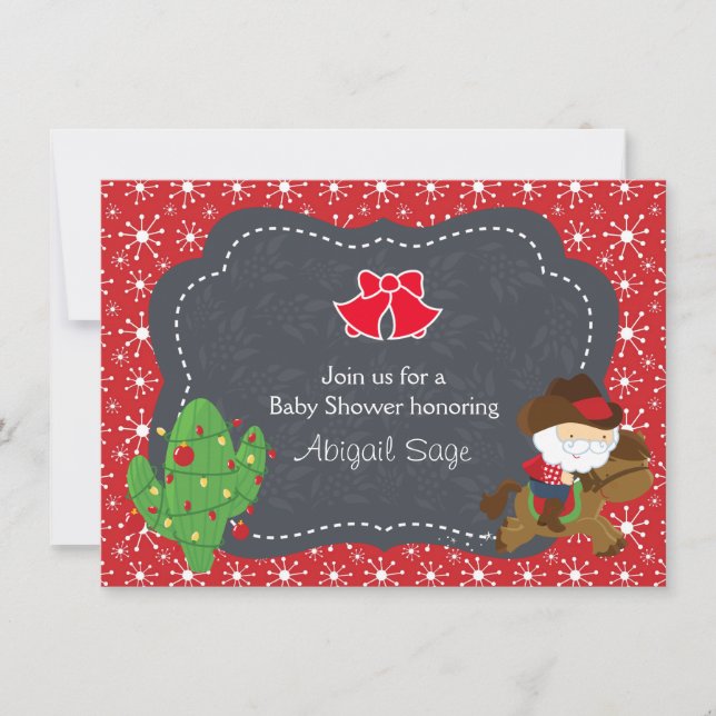 Convites Convidar Papais noeis de vaqueiro e Chá de fraldas (Frente)