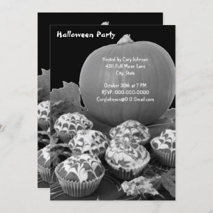 Convites Convidar para a Festa B&W do Halloween de Abóbora