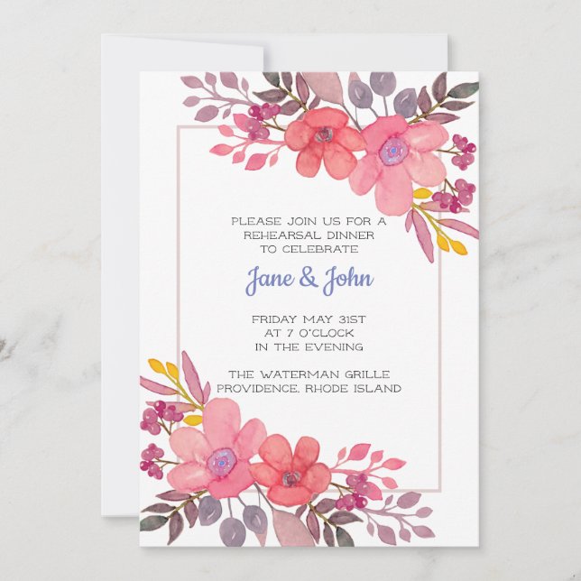 Convites Convidar Pense Dusty Pinks (Frente)