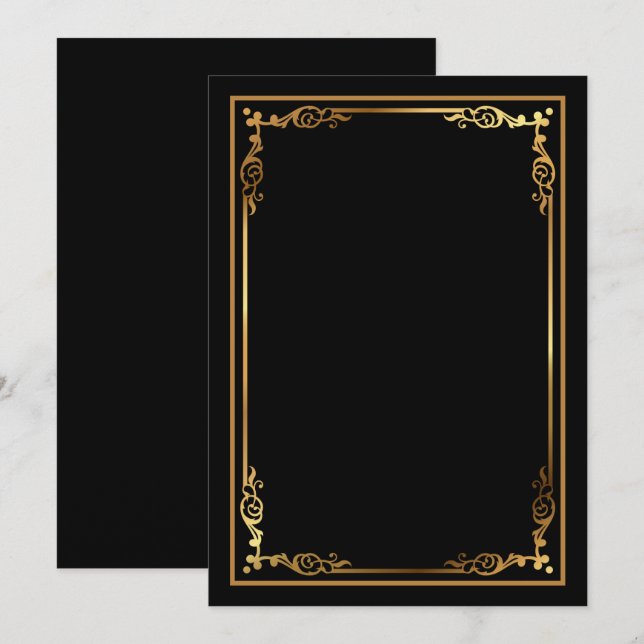 Convites Convidar Preto do Vazio Moderno com Borda Fragment (Frente/Verso)