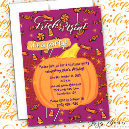 Convites Convidar Pumpkin Personalizável para Trick ou Trat