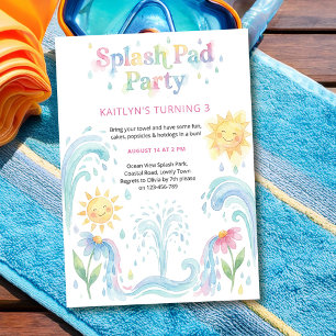 Convites Convidativo Splash Pad Pastel para Festa de Aniver