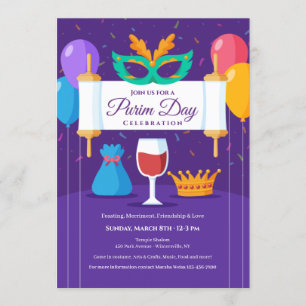 Convites Convite/Anúncio de Celebração do Dia de Purim