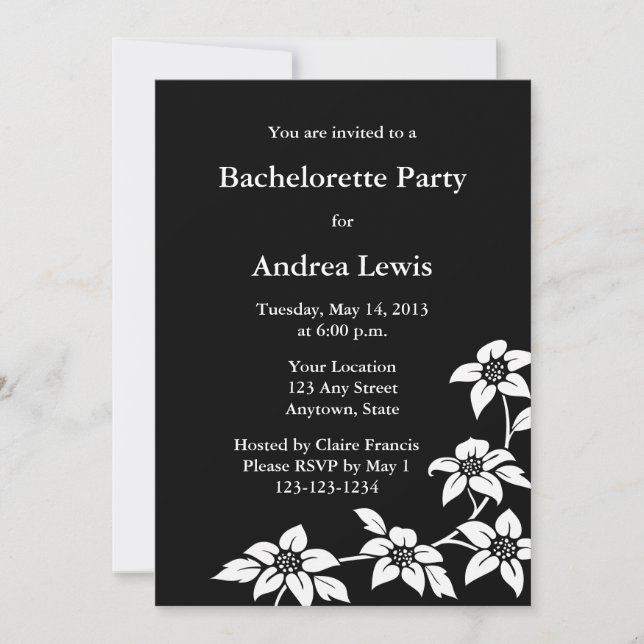 Convites Convite/Anúncio de Festa de solteira Preta (Frente)