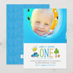 Convites Convite/Carro de primeiro aniversario de Portas Co