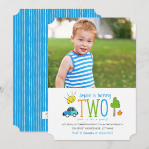 Convites Convite/Carro de segundo aniversário de Portas Co