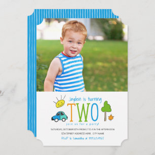 Convites Convite/Carro de segundo aniversário de Portas Col