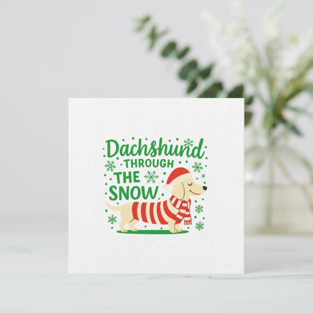 Convites Convite/Carta de Natal de Dachshund Creme (Em pé/Frente)