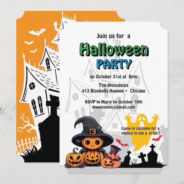 Convites Convite: Casa de HALLOWEEN #3 (Frente/Verso)