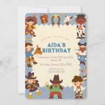 "Convite de aniversário Roundup Cowboy