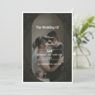 Convites "Convite de casamento preto e marrom elegante pers