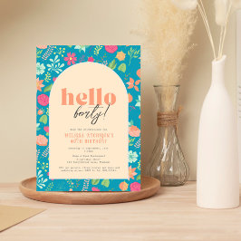 Convites Convite, florais em azul brilhante (qualquer idade