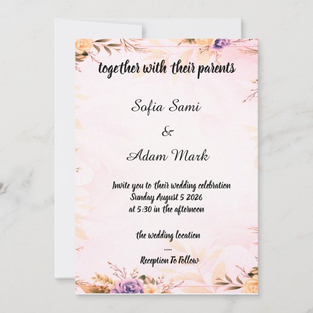 Convites "Convite Floral Elegante para Casamento" (Frente)