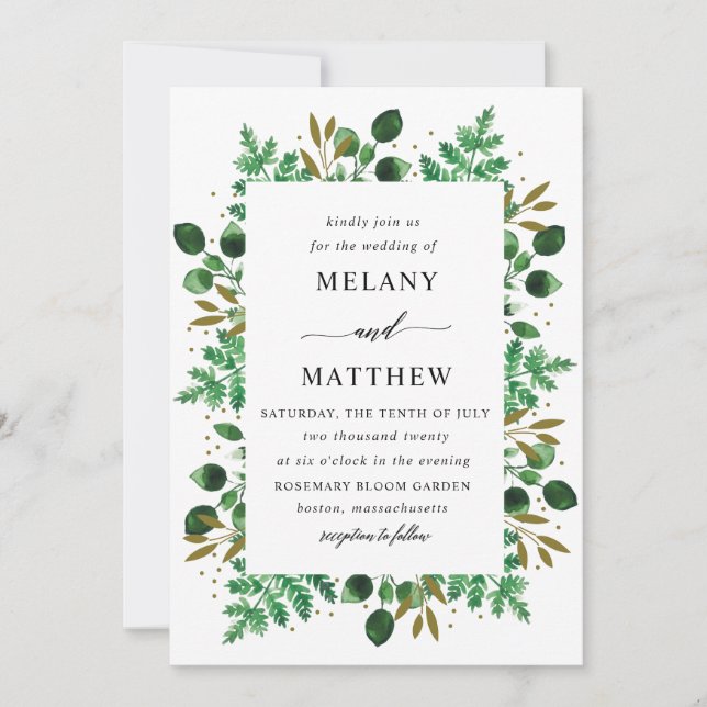 Convites Convite_neve de Casamento de Quadro Botânico (Frente)