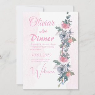 Convites "Convite para Casamento Rosa Elegante: Uma Mistura