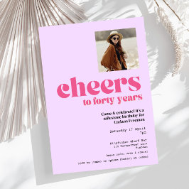 Convites Convite, Retro Roxo e Rosa, aniversário de 40 anos