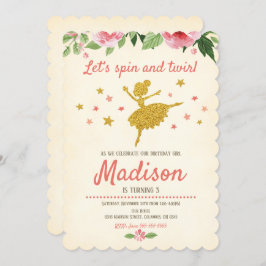 Convites Convite/vintage/retro do aniversário da bailarina