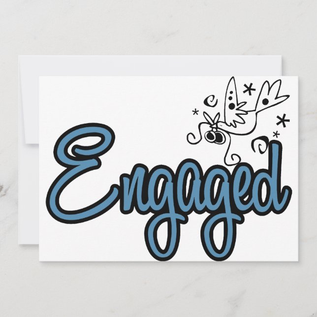 Convites ConviteAzulToonDoveEngaged (Frente)
