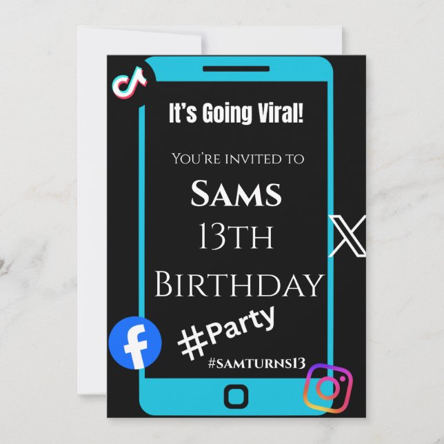 Convites “Convites de Festa TikTok Trend – Divertidos e Vir (Frente)