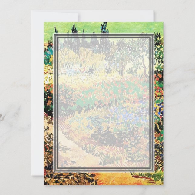 Convites Convites. Jardim florido com caminho (Frente)