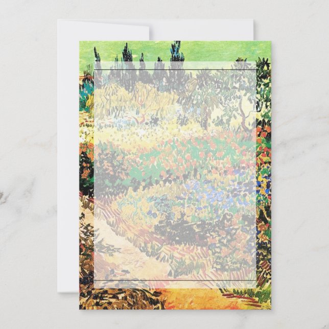 Convites Convites. Jardim florido com caminho (Frente)