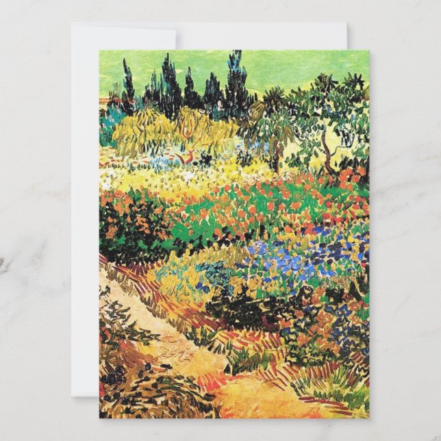 Convites Convites. Jardim florido com caminho (Frente)