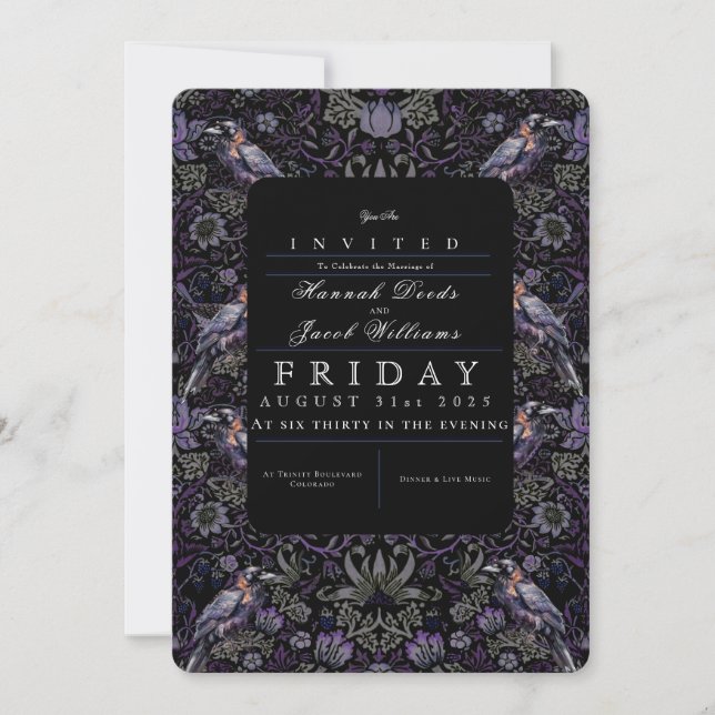 Convites Convocação Casual de Raven William Morris (Frente)