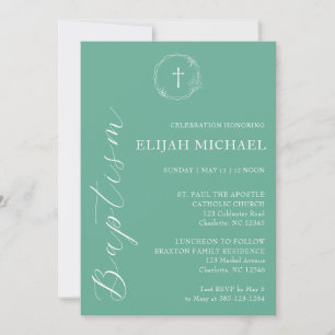 Convites Convocação da Cruz de Batismo Branco Elegante