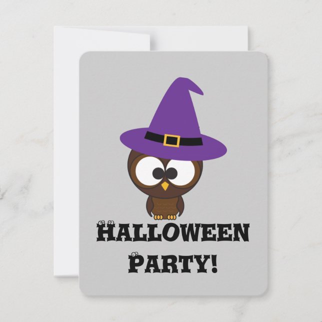 Convites Convocação da Festa do Dia das Bruxas de Coruja Bo (Frente)