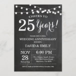 Convites Convocação de 25 de Aniversário<br><div class="desc">Convite de 25 Casamento de Aniversário. Fundo Chalkboard. Luzes de Corda. Preto e Branco. 1rua, segundo, 3º, 4º, 5, 10º, 15, 20, 25, 35º, 45º, 45º, 50º, 55º, 60º, 65º, 70, 75º, 80, Qualquer Ano. Aniversário Adulto. Mulher ou Festa de aniversário masculina. Para mais personalização, clique no botão "Personalizar" e...</div>