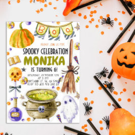 Convites Convocação de Aniversário da Bruxa de Halloween Ca