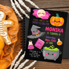 Convites Convocação de Aniversário da Bruxa de Halloween Ca