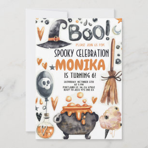 Convites Convocação de Aniversário da Bruxa de Halloween Ca
