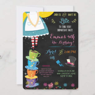 Convites Convocação de Aniversário de Alice no País das