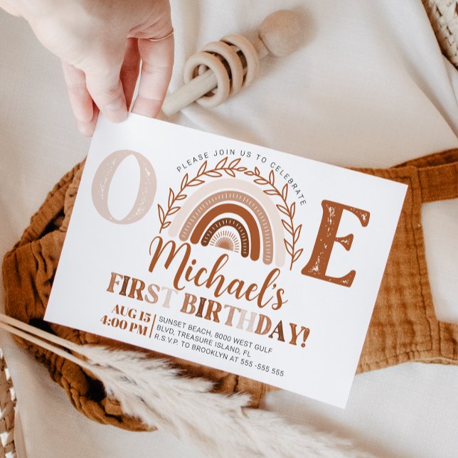 Convites Convocação de Aniversário do Boho Rainbow, Terraco (Criador carregado)