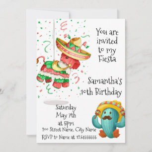 Convites Convocação de aniversário feliz para Pinata Fie