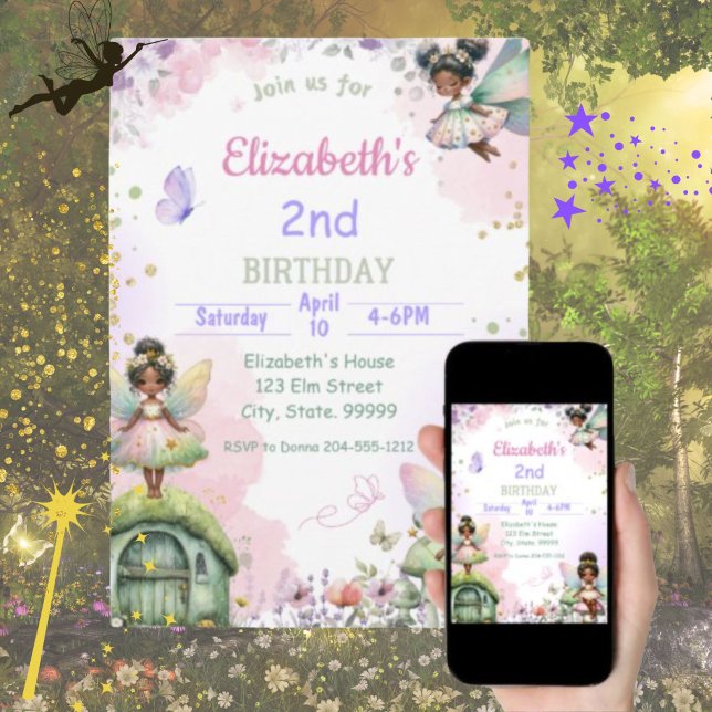 Convites Convocação de Aniversário para Fada Negra (Criador carregado)